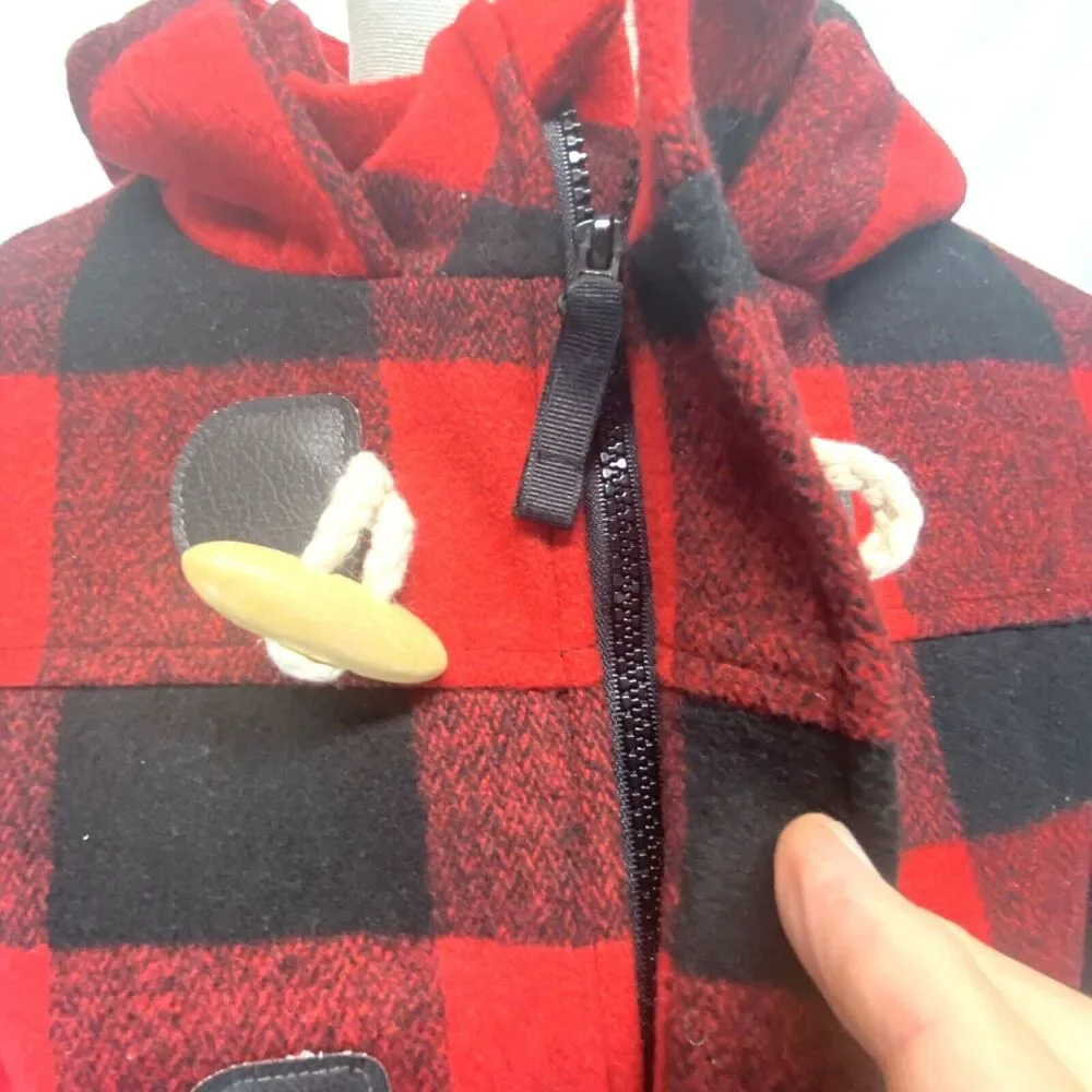 Cat & Jack Women's L (12-14) Buffalo Plaid Jacket Hooded Lined Poly Fill NEW